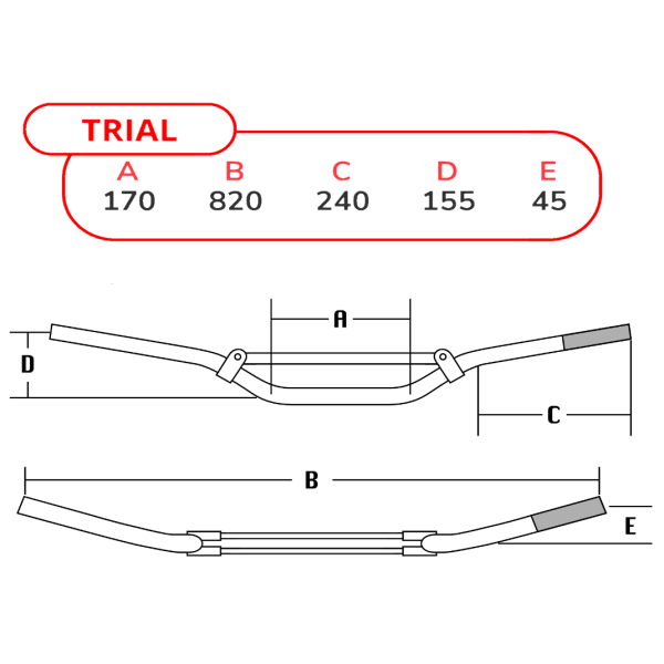 Guidon Trial taille 6 pouces anodisation bleue